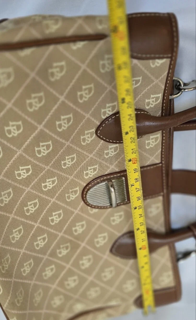 Dooney & Bourke DB Signature Monogram Canvas Leather Satchel Crossbody Bag